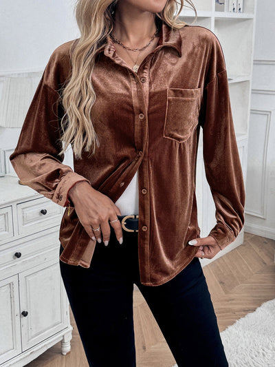 Velvet Like Button Down Shirt