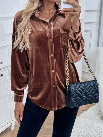 Velvet Like Button Down Shirt