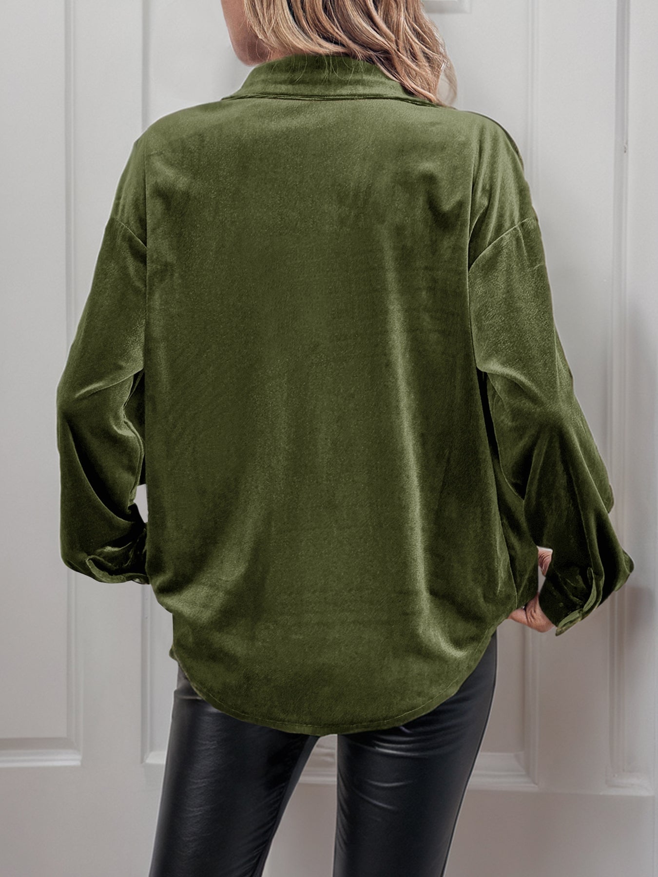 Velvet Like Button Down Shirt