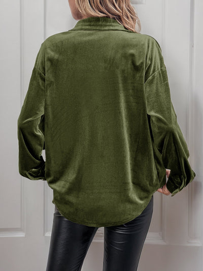 Velvet Like Button Down Shirt