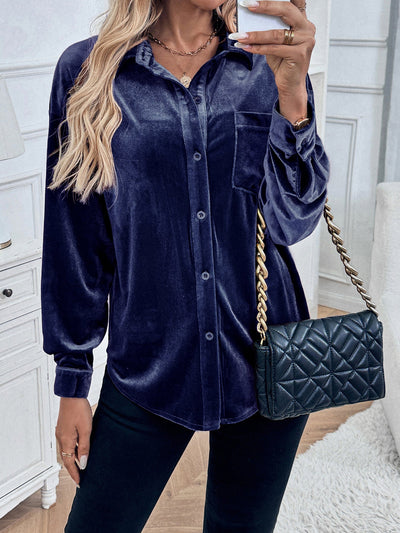 Velvet Like Button Down Shirt