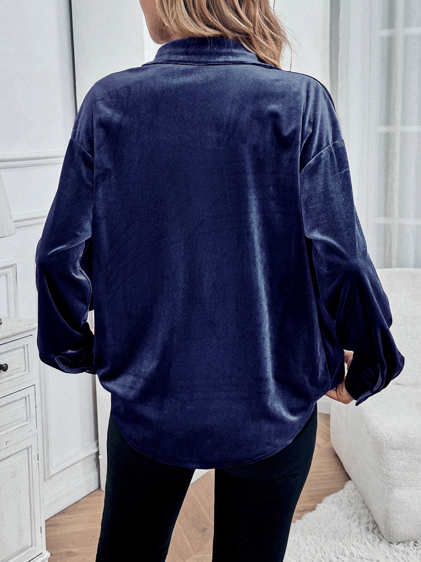 Velvet Like Button Down Shirt