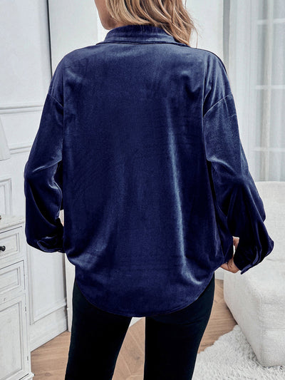 Velvet Like Button Down Shirt