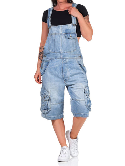 Pantalones cortos cargo de mezclilla para mujer