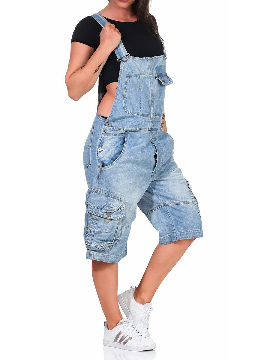 Pantalones cortos cargo de mezclilla para mujer