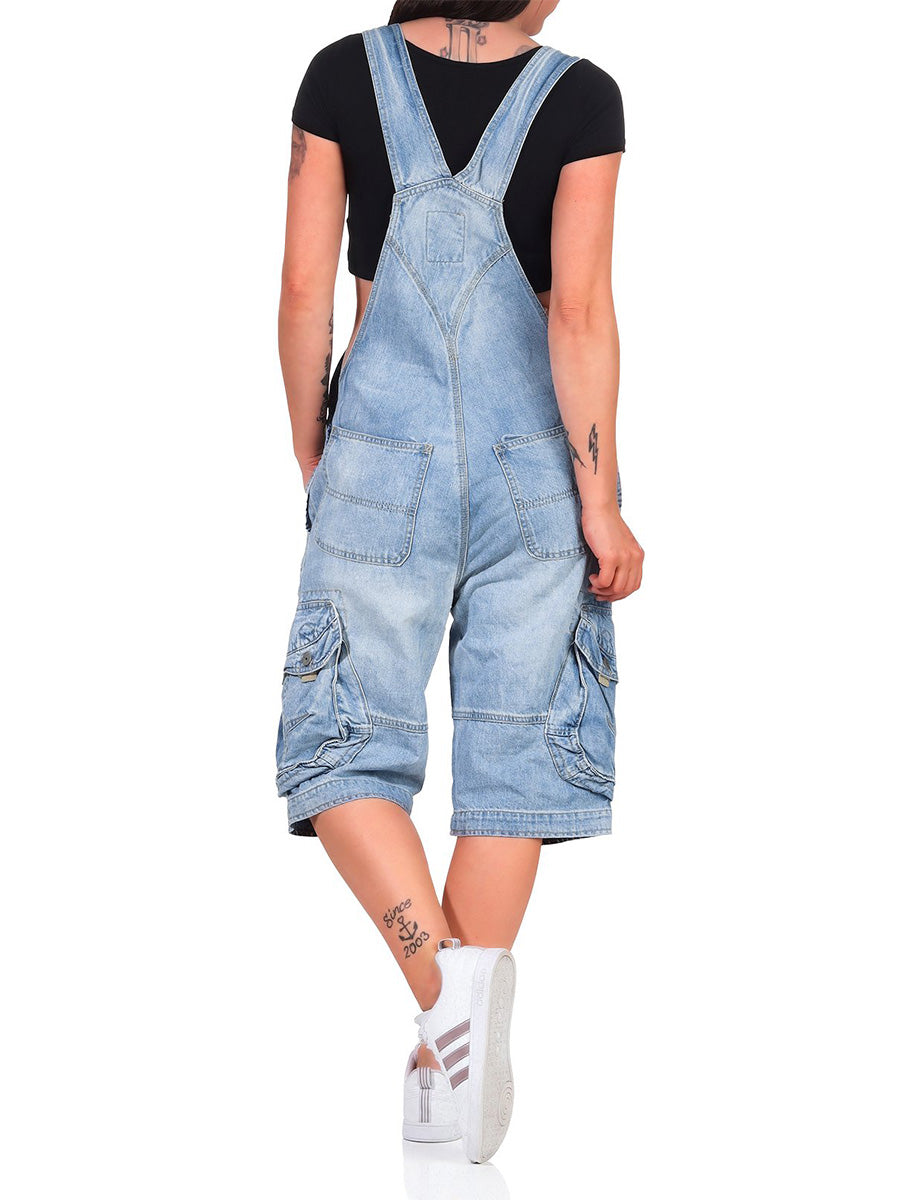 Pantalones cortos cargo de mezclilla para mujer