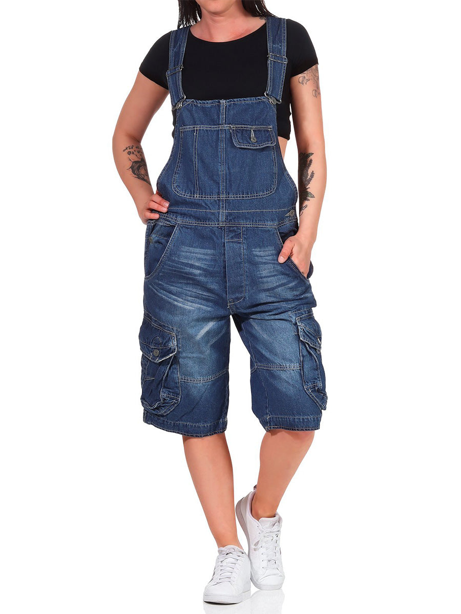 Pantalones cortos cargo de mezclilla para mujer