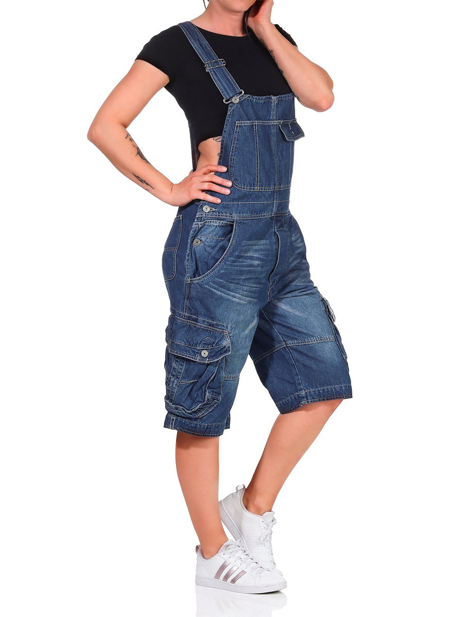 Pantalones cortos cargo de mezclilla para mujer