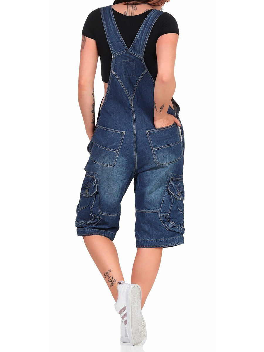Pantalones cortos cargo de mezclilla para mujer