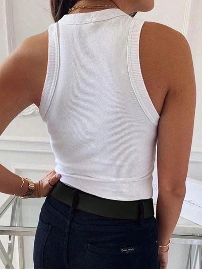Camiseta sin mangas de canalé de corte entallado