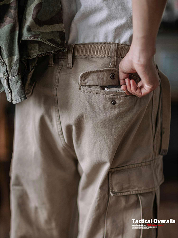 Men's Washed Tactical Cargo Pants with Belt