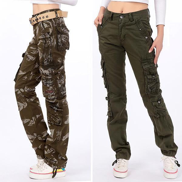 Pantalones holgados con múltiples bolsillos Pantalones cargo multifuncionales