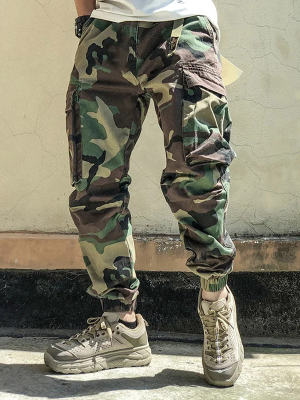 Pantalones de chándal con bolsillo cargo de camuflaje para hombre