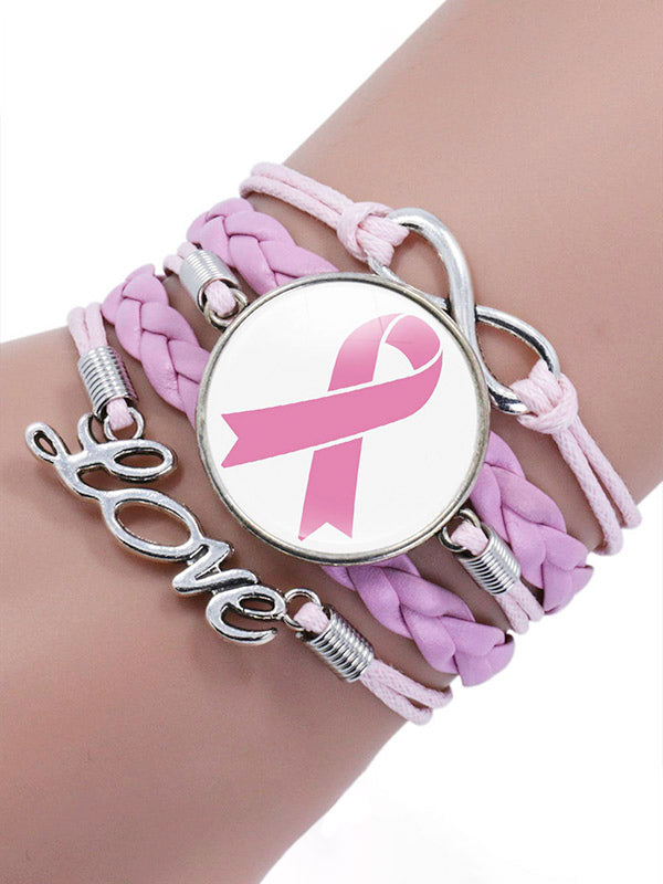 Pulsera trenzada multicapa de concientización sobre el cáncer de mama