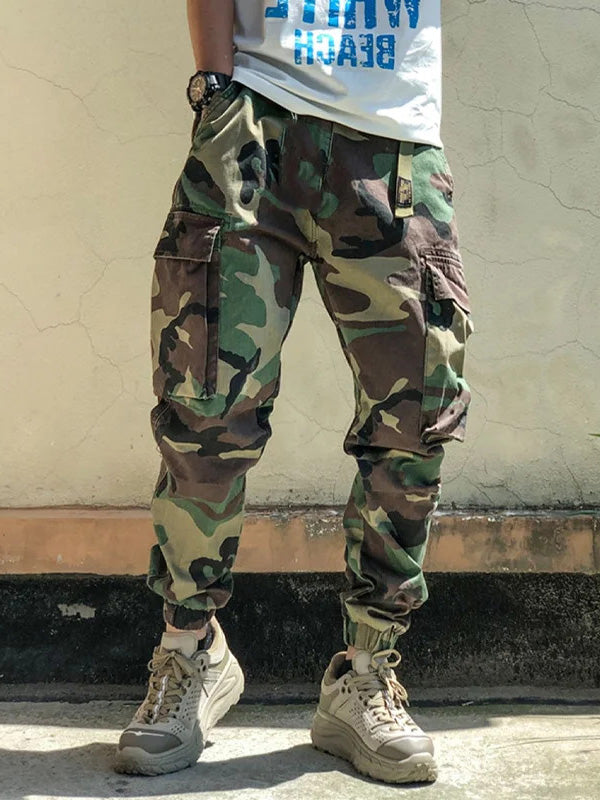 Pantalones de chándal con bolsillo cargo de camuflaje para hombre