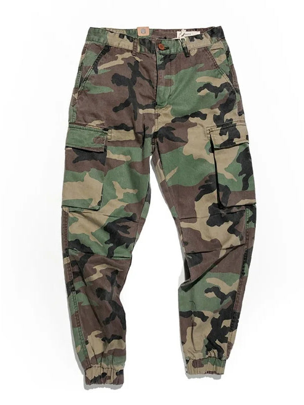 Pantalones de chándal con bolsillo cargo de camuflaje para hombre