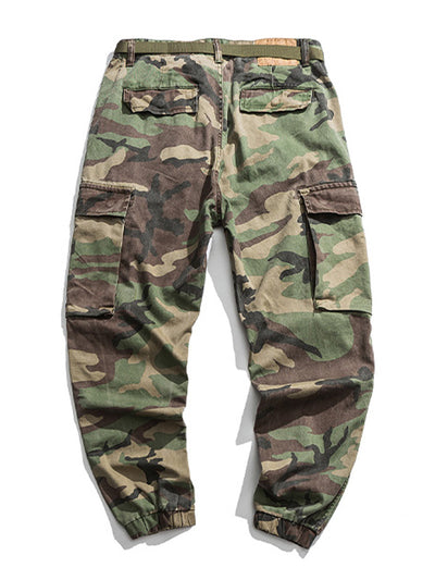 Pantalones de chándal con bolsillo cargo de camuflaje para hombre