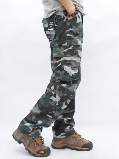 Pantalones militares de camuflaje para hombre Pantalones cargo de algodón de pierna recta
