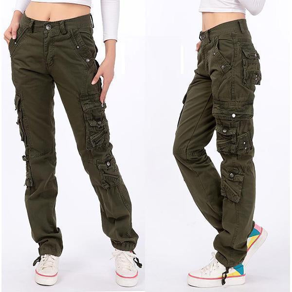 Pantalones holgados con múltiples bolsillos Pantalones cargo multifuncionales